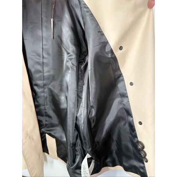 Coach Women Solid Short trench coat 29" length color porcelain size large NWT - Picture 13 of 16